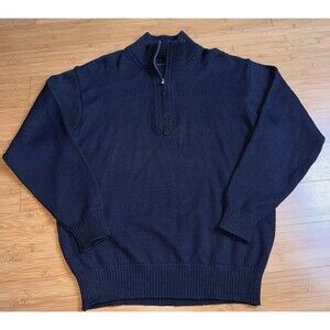 VTG Bogner Wool Blend Sweater Mens M Navy Blue Mock Neck 1/4 Zip Luxury